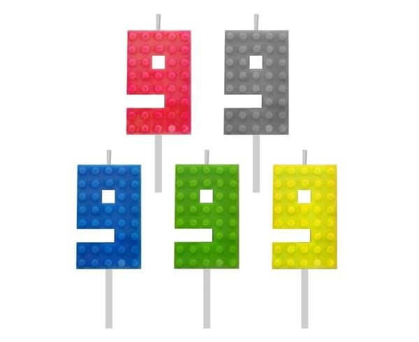 Fødselsdagslys Klodser nummer 9 5,5 cm MIX