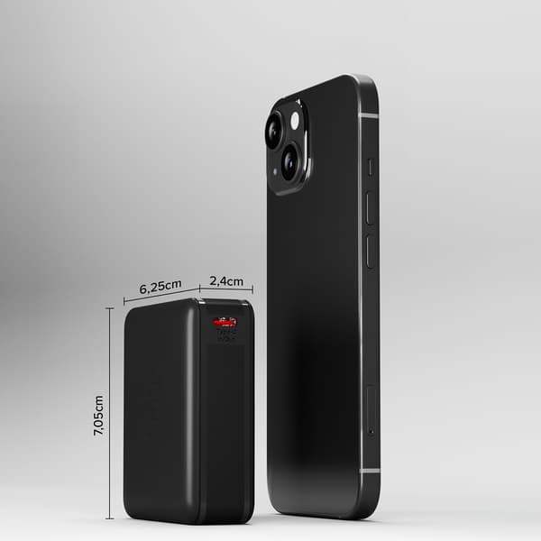 Powerbank 10000 mAh strømforsyning - sort