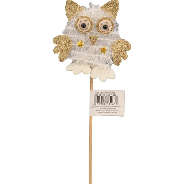 Krämfärgad ugglefigur med förgyllning