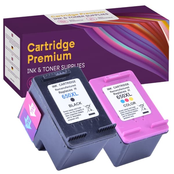 2x blækpatroner til HP GP-H650XL sort+CMY GP