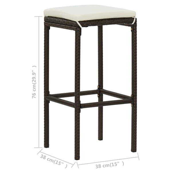 vidaXL 3-delt barsæt polyrattan brun