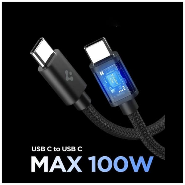 Spigen Essential EE451EU 45W USB-C Vægoplader + USB-C/USB-C Kabel Sort