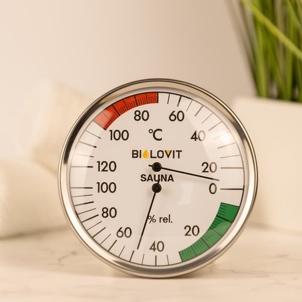 Bilovit Rundt Termometer med Hygrometer til Sauna