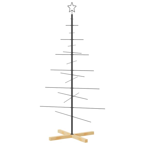 vidaXL metaljuletræ med træfod, sort, 150 cm