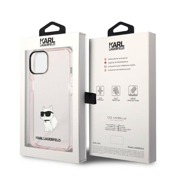 Karl Lagerfeld Ikonik Choupette-etui til iPhone 14 Plus, lyserød