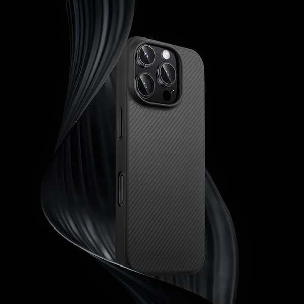 iPhone 16 Pro cover, aramidfibercover, sort