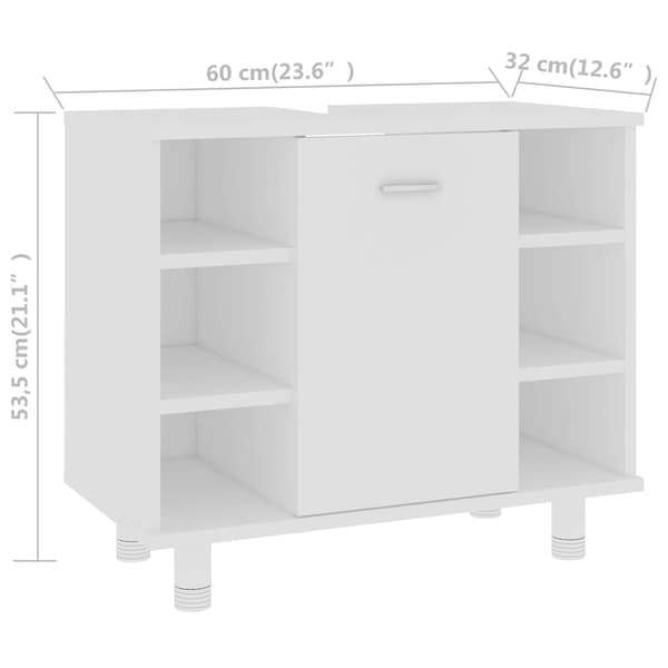 vidaXL badeværelsesskab hvid 60x32x53,5 cm spånplade