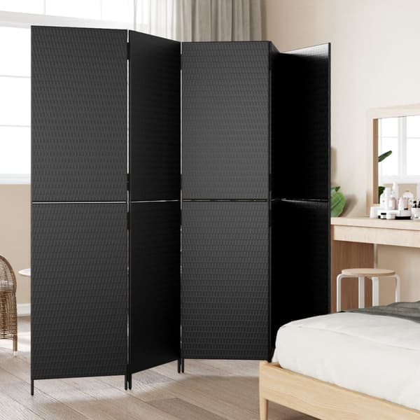 vidaXL 5-panelsskærm, sort, polyrattan