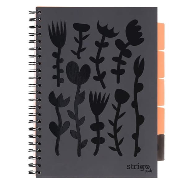 Notesblokke A4/100K ternet blomstermønster sort