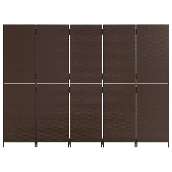 vidaXL 5-panels brun polyrattanskærm
