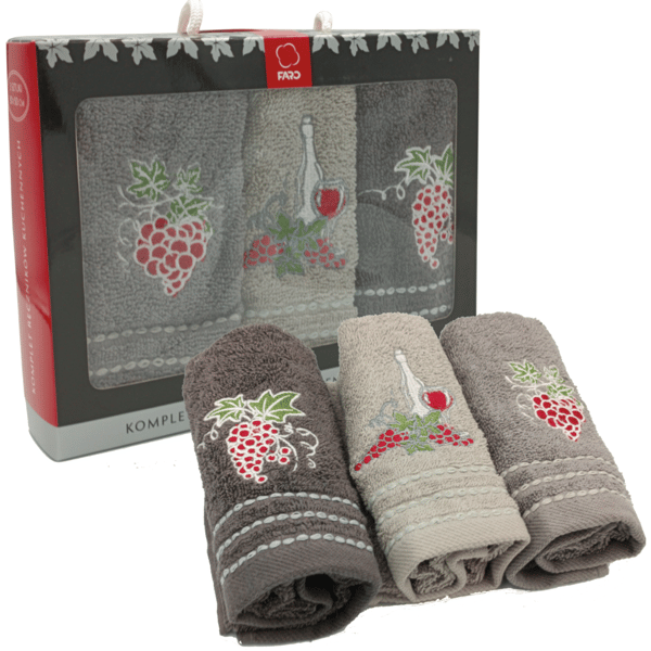 Handduksset med druvor 3 delar 30x50 cm frotté 100 % bomull
