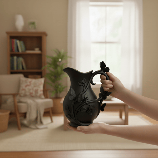 Moderne sort sommerfuglevase til blomster, elegant design