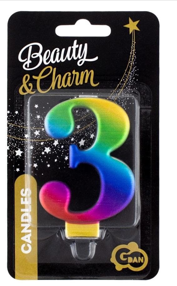 Nummer 3 Ljus Beauty&Charm Galaxy 8cm