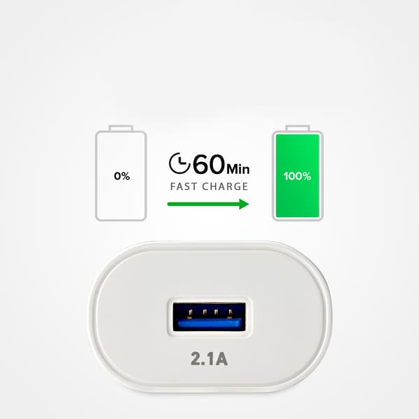 USB-A 10W vægoplader - Hvid