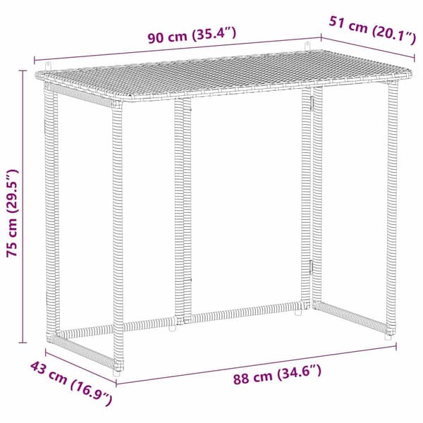 vidaXL foldbart havebord grå 90x51x75 cm polyrattan