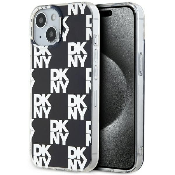 DKNY IML Ternet Mono Mønster Etui til iPhone 15 Plus, Sort