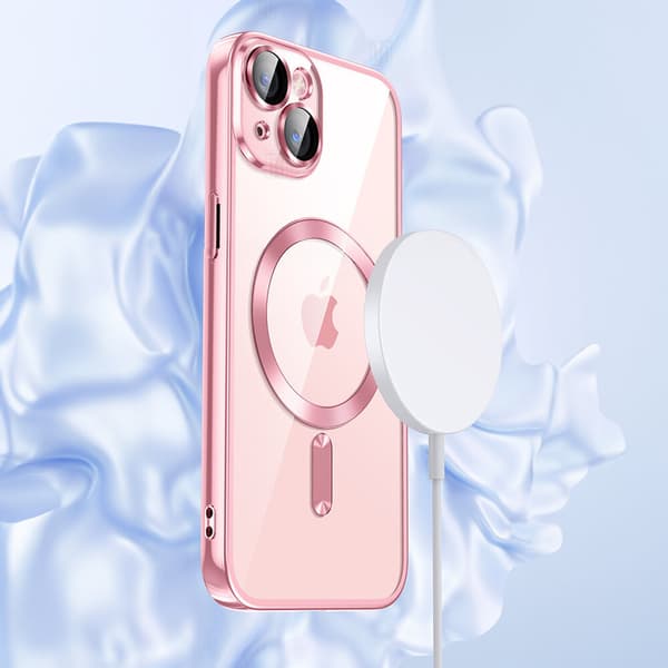 iPhone 14 Plus-skal, Electro MagSafe, rosa + skärmskydd