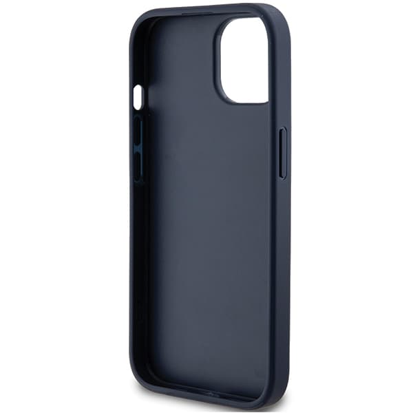 Guess 4G Triangle Metal Logo Cover til iPhone 15 Plus, Blå