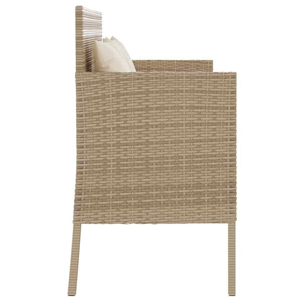 vidaXL Puutarhapenkki tyynyillä, beige, polyrottinki