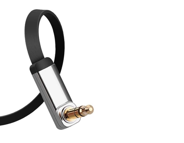 Fladkabel AUX lydkabel 3,5 mm mini-jack 2m sølv