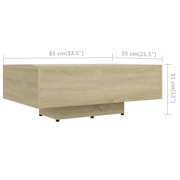vidaXL sofabord, Sonoma eg, 85x55x31 cm, spånplade