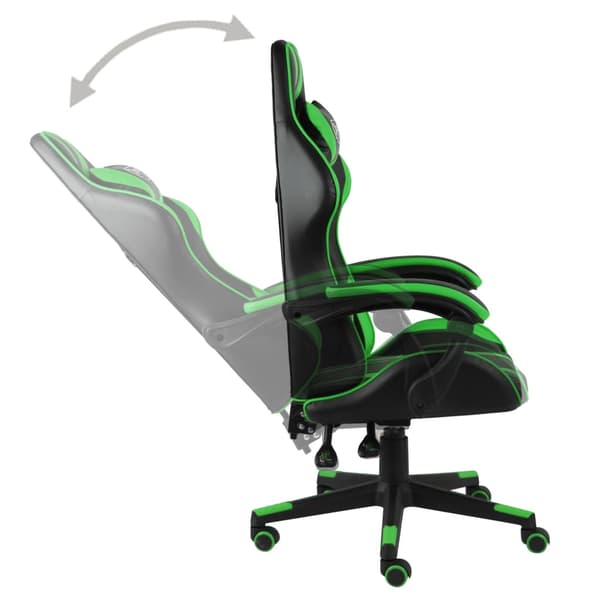 vidaXL gamingstol, sort og grøn, kunstlæder
