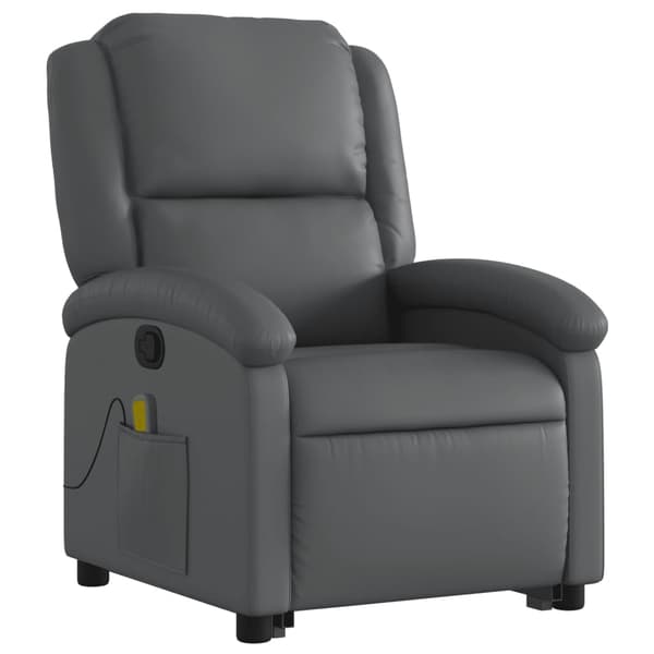 vidaXL Lyftbar massagefåtölj, grå, konstläder