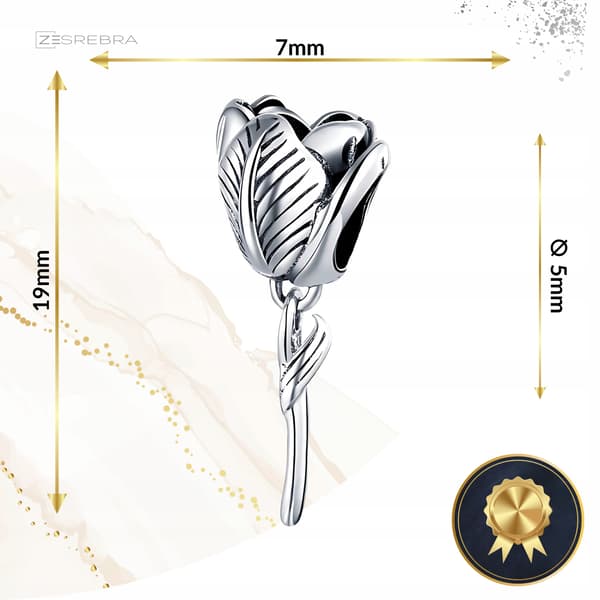 Berlocker blomma tulpan silver 925 pärla hänge blomma presentpärlor