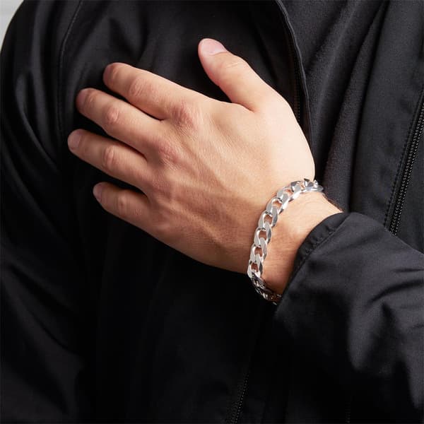 Sølv Herre DIAMANTARMBÅND 5mm/22cm 925 SØLV Bryst