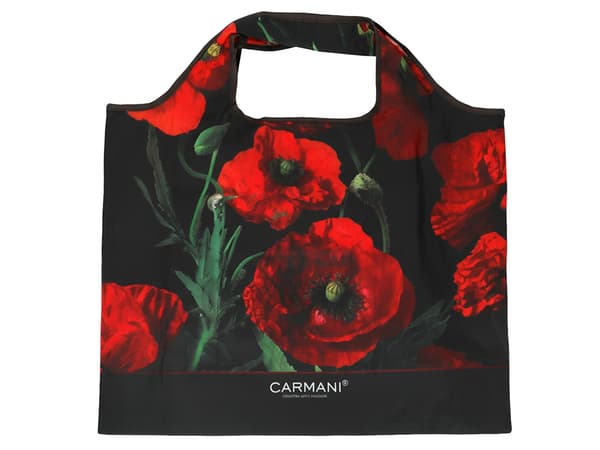 Carmani, polyester, vikbar shoppingkasse 40x70cm - blommig berättelse, vallmo