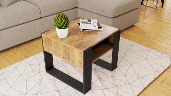 Sofabord 55x55cm egetræ retro sofabord loft VIP bord