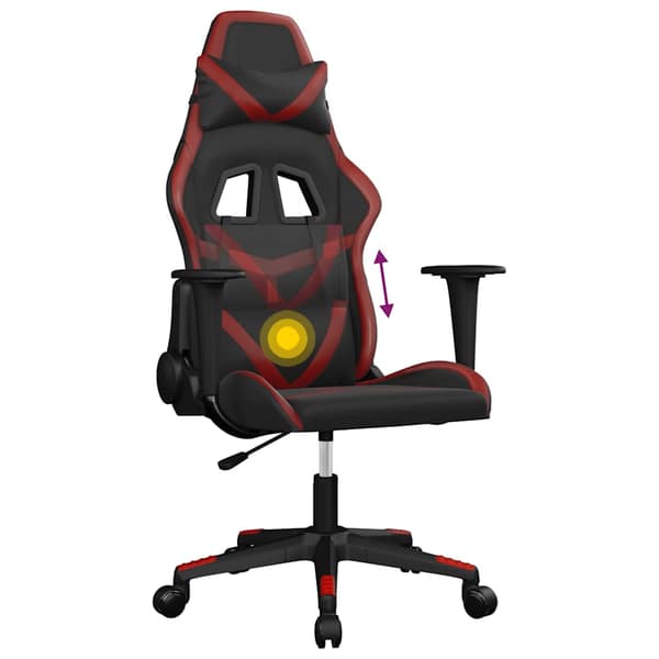 vidaXL massage-gamingstol, sort og bordeaux, kunstlæder