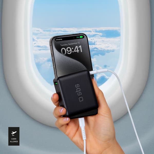 Powerbank 10000 mAh strømforsyning - sort