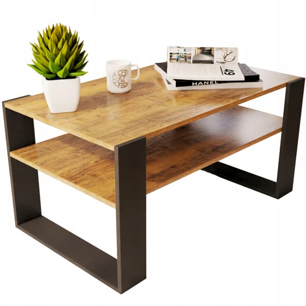 Sofabord i egetræ 90x50cm loft retro sofabord