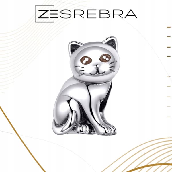 Berlocker silver 925 silver KATT hänge silverpärla katt berlocker 925