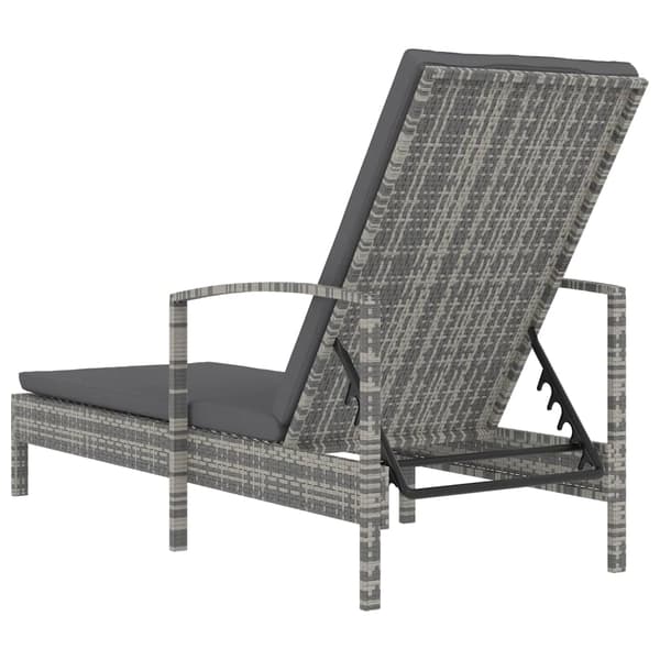 vidaXL liggestol med armlæn, polyrattan, grå