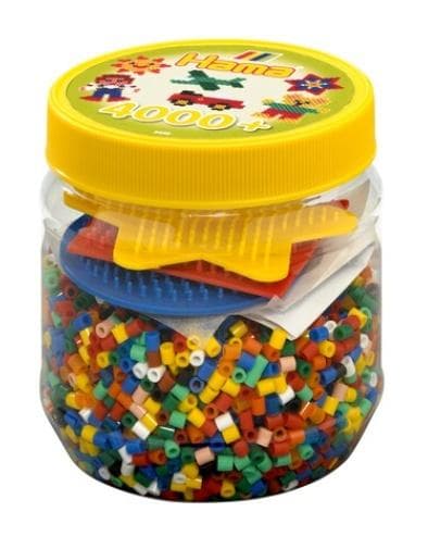 Perler og skiver i en æske