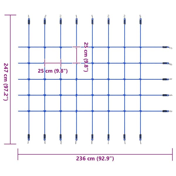 vidaXL Klätternät 200x150 cm Blå