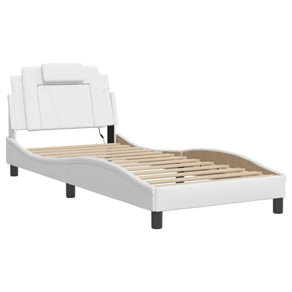 vidaXL Sängram med LED vit 90x200 cm konstläder