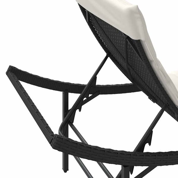 vidaXL liggestole med hynder, sæt med 2, sort, polyrattan