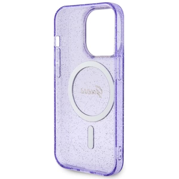 Guess Glitter Gold MagSafe-etui til iPhone 14 Pro Max, lilla