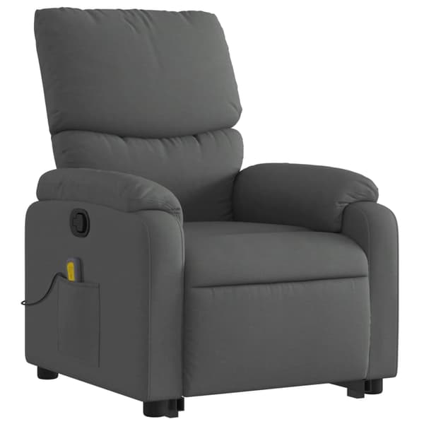 vidaXL Lyftbar massagefåtölj mörkgrå tyg