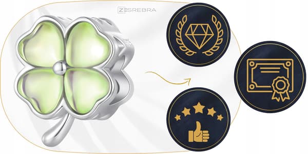 Berlocker klöver opal silver S925 pärlor grön klöverpärla
