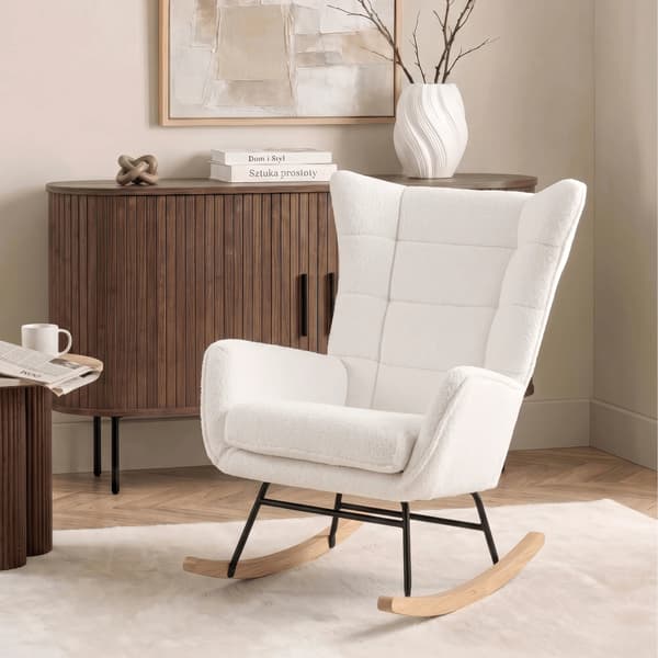 JACKSON Wingback Gyngestol Cremefarvet Bouclé/Moderne Eg
