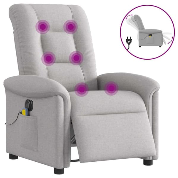 vidaXL elektrisk lænestol med massagefunktion, grå, stof