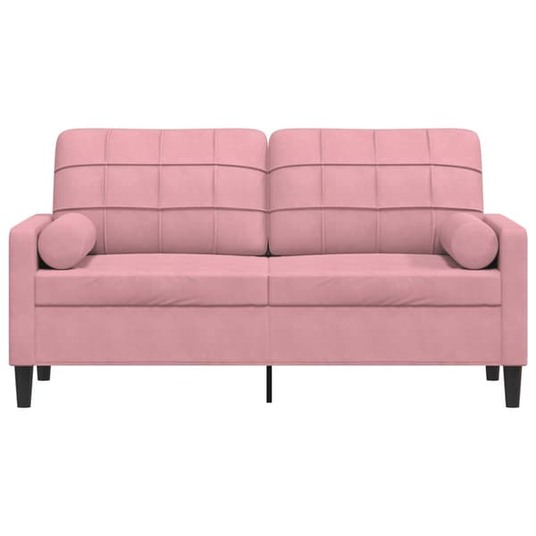 vidaXL 2-sitssoffa med kuddar, rosa, 140 cm, sammet