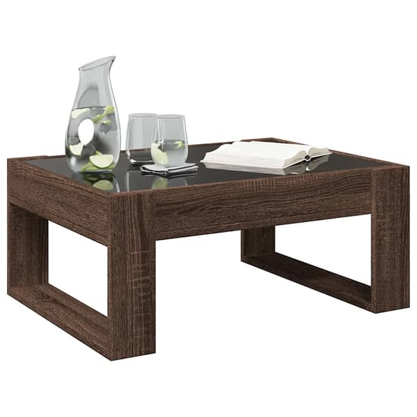 vidaXL Infinity sofabord med LED-lys brunt egetræ 70x53x30 cm