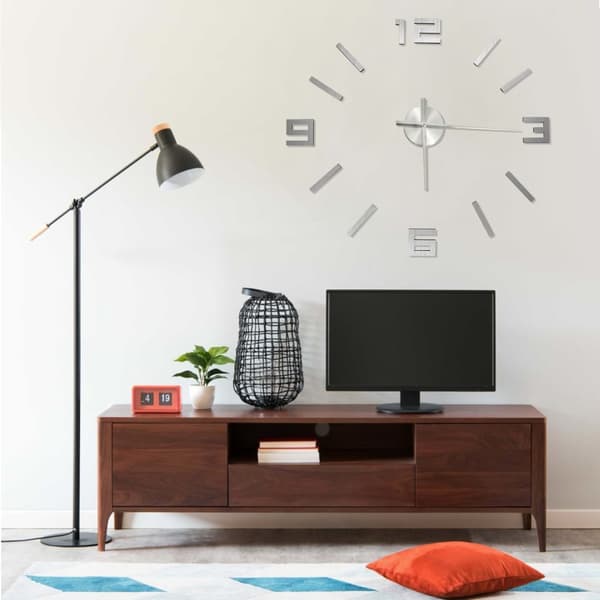 vidaXL 3D-väggklocka, modern design, silver, 100 cm, XXL