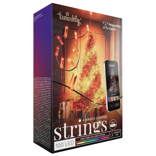 Twinkly Strings USB-C lyssnöre - 100 RGB LED-lampor, 6m, grön fläta