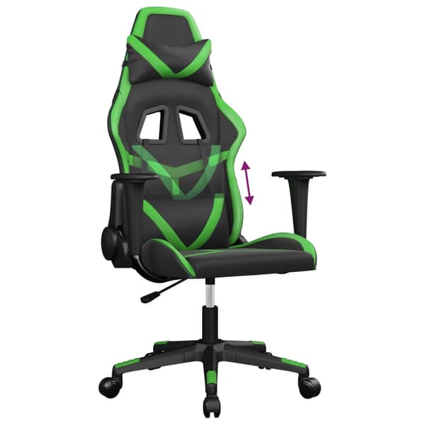 vidaXL gamingstol, sort og grøn, kunstlæder